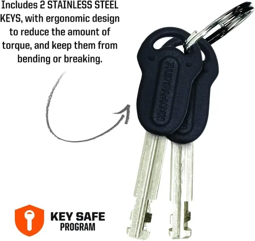 Vista 5 de Kryptonite Kryptolok 995 - Candado de cadena para bicicleta, 3 pies de largo, resistente, antirrobo, vendido, seguro, dorado, con llaves