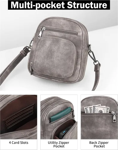 Vista 5 de FADEON Mini bolsos cruzados para mujer, bolso cruzado pequeño, bolso cruzado de diseñador, bolsa de hombro, ranura para tarjetas