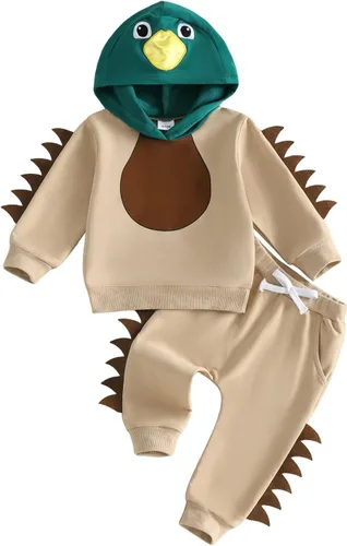 Vista 24 de Conjunto de ropa de otoño e invierno para bebé y niño, sudadera larga con capucha y pantalones para niños pequeños, 6, 12, 18, 24 meses, 2T Adorable
