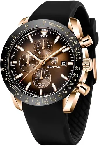 Vista 23 de BENYAR Reloj analógico de cuarzo cronógrafo impermeable luminoso de diseñador para hombre, reloj de pulsera para hombre, para negocios, trabajo