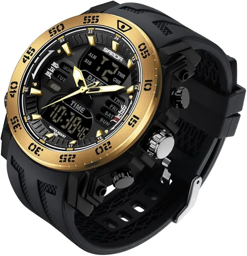 Vista 2 de KXAITO Men's Stainless Steel case Sports Watch Military Watch Outdoor LED Stopwatch Digital Electronic Large Dual Display Waterproof Tactical Army