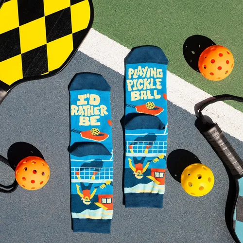 Vista 4 de Lavley Divertidos calcetines de pickleball para adultos, regalos geniales para hombres, mujeres y adolescentes, talla única