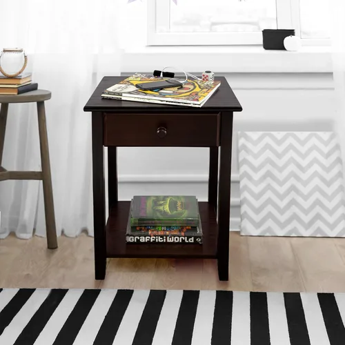 Vista 8 de Casual Home Owl - Mesa de noche blanca con puerto USB