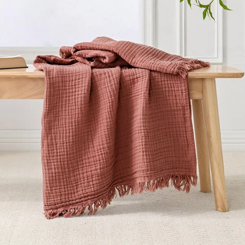 Vista 9 de Esterra Manta de Muselina de 50x65 Pulgadas Acogedora Suave Ligera Manta de Algodón Prelavada, Manta de Gasa de 4 Capas Transpirable para Todas