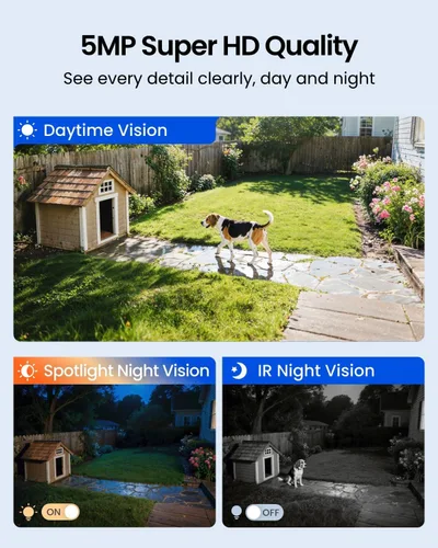Vista 4 de Cámara de seguridad inalámbrica para exteriores, alimentación solar con visión nocturna 2K, Wi-Fi de 2.4/5 GHz, conversación de 2 vías, funciona