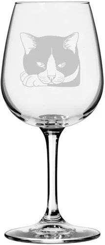 Vista 86 de Copa de vino de 12.75 onzas con temática de gato abisinio grabada para todo uso