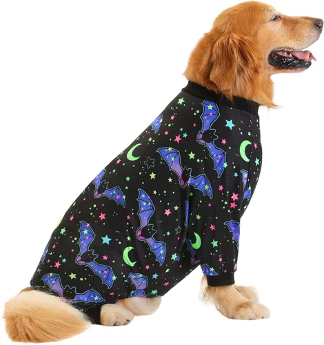 Vista 14 de HDE Pijama de una pieza para perro, ligero, para perros M-3XL, estrellas fantasmales, talla S