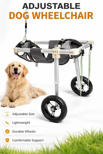 Vista 2 de Dog Wheelchair for Back Legs, Adjustable Pet Mobility Cart, 2 Wheel Dog Walking Aid for Paralyzed, Disabled, Senior Dogs, Lightweight Rehab Scooter