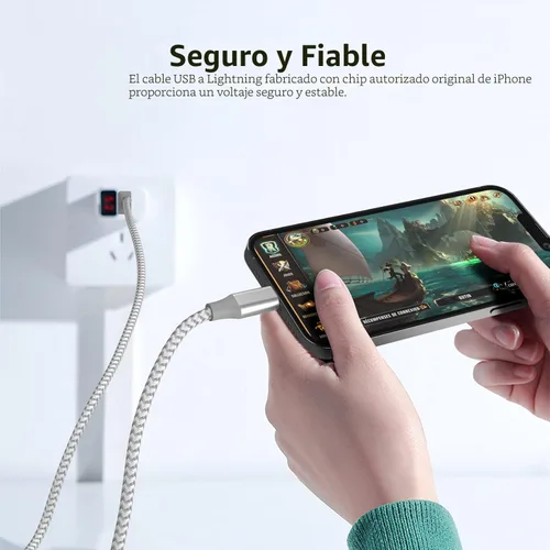 Vista 5 de Cargador para iPhone, paquete de 3 cables Lightning de 10 pies