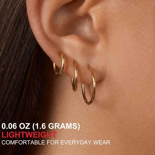 Vista 2 de Gacimy - Aros para mujer, chapados en oro de 14 quilates con plata de ley 925