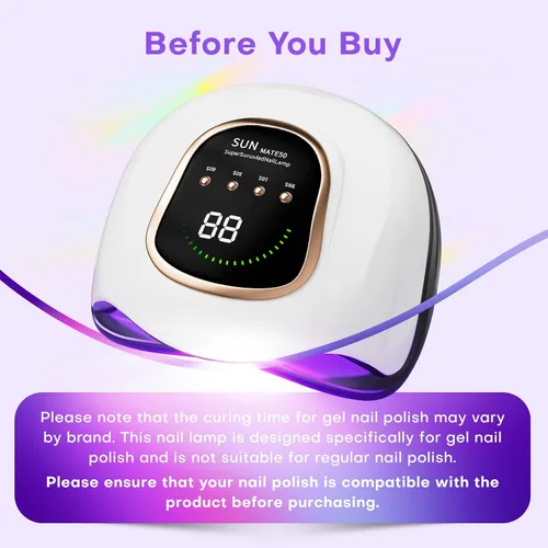 Vista 2 de Gugusure Lámpara de uñas UV mejorada. Secador de uñas para esmalte de gel con sensor automático y 4 ajustes de temporizador (blanco brillante)