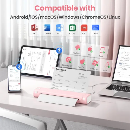 Vista 2 de Phomemo Impresoras portátiles inalámbricas para viajes, compatible con papel térmico de 8.5 x 11 pulgadas, impresora térmica Bluetooth compatible