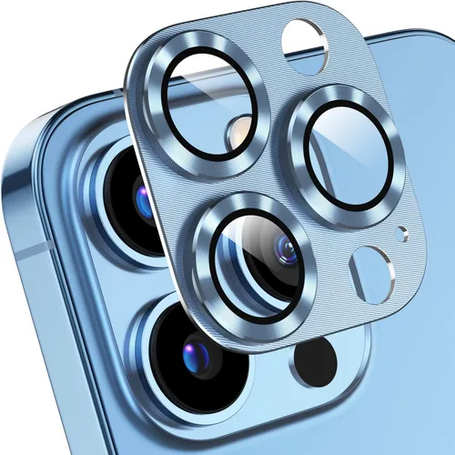 Vista 9 de Korecase Paquete de 2 unidades compatibles con iPhone 13 Pro/iPhone 13 Pro Max de 6.7 pulgadas, protector de lente de cámara de metal de vidrio