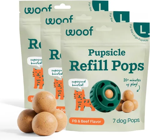 Vista 11 de WOOF Pupsicle Refill Pops - Snacks para perro de poco desorden - con mantequilla de cacahuete y carne de res - Premios para perro - De larga