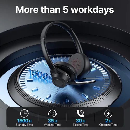 Vista 4 de Auriculares inalámbricos con micrófono para el trabajo, auriculares