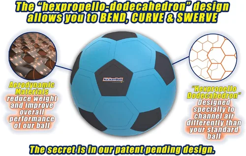 Vista 3 de Kickerball – Pelota de fútbol curva y con efecto – Patea como los profesionales, gran regalo para niños y niñas – Perfecto para partido o juego al