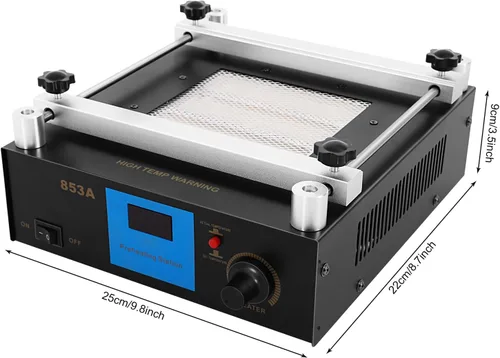 Vista 2 de 853A 600W IR Precalentamiento Estación de retrabajo PCB Precalentador infrarrojo BGA Rework Placa caliente Precalentamiento horno Soldador 122.0