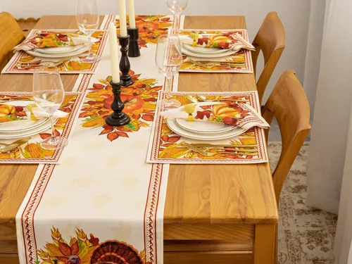 Vista 8 de YiHomer Colección de mesa de Acción de Gracias para decoración de cocina, comedor, fiestas, cosecha, fiesta de cosecha, juego de servilletas, 20 x
