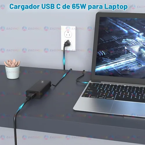Vista 6 de Cargador USB tipo C de 65 W compatible con Dell Latitude 5440 5540 5450 Negro 1