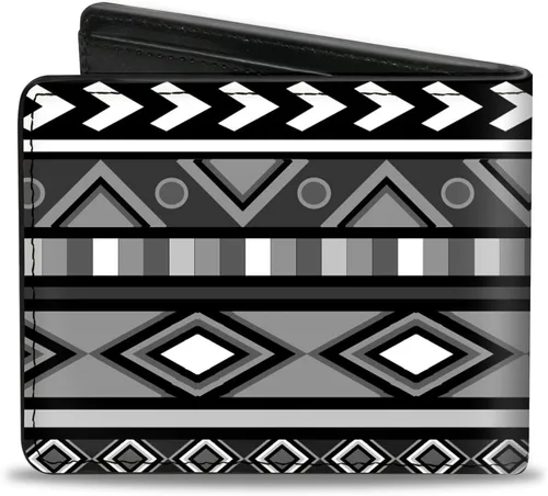 Vista 2 de Buckle-Down Billetera plegable PU para hombre Geometric5 GrisesNegroBlanco, Multicolor, 4.0" x 3.5", Varios