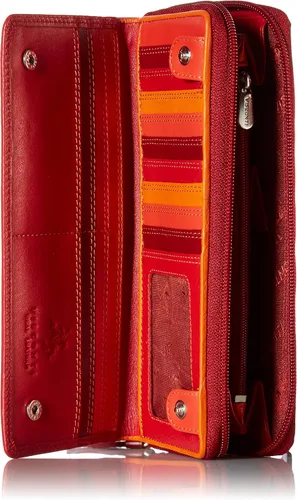Vista 4 de Visconti Leather Rainbow Collection Honolulu - Monedero con bloqueo RFID RB55 (rojo), Rojo, arco iris