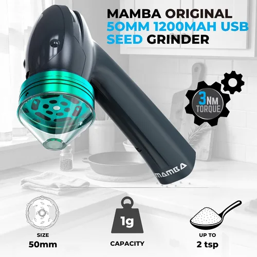 Vista 2 de Mamba Original Electric Seed Grinder, USB-C Rechargeable Spice Mill, Gray