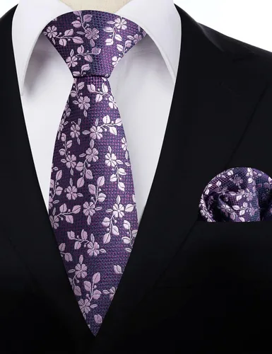 Vista 87 de Alizeal Mens 3.15inches Leaf Flower Pattern Tie with Floral Pocket Square Set