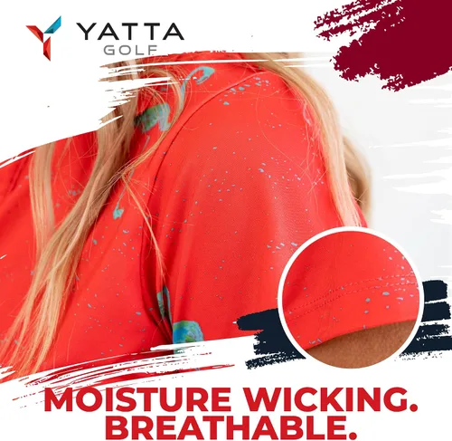 Vista 4 de YATTA GOLF Polo de golf para mujer resistente a las arrugas absorbe la humedad y cuello en V para mujer