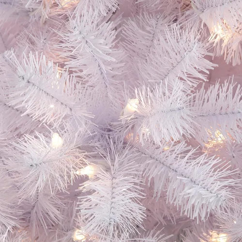 Vista 3 de Puleo International Árbol de Navidad artificial de abeto norte preiluminado de 6.5 pies con 400 luces, color blanco