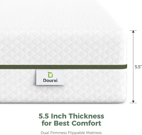 Vista 8 de Colchón Dourxi para cuna, colchón cómodo de doble cara para bebé y niño pequeño Breathable Gel Memory Foam, Removable Washable Cover, Fits Full