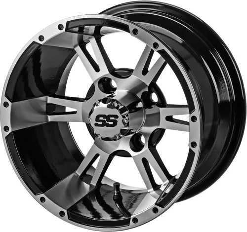 Vista 3 de RM Cart Raptor de 12 pulgadas, negro/mecanizado en neumáticos LSI Elite 215/35-12 (juego de 4), se adapta a carritos Yamaha, neumáticos y ruedas