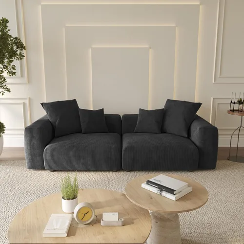 Vista 38 de WJShome Cloud Couch Sofá Seccional Modular, Sofá en Forma de L de 102 pulgadas con Otomana, Sofá de Pana Beige de 3 Asientos, Sofá Seccional