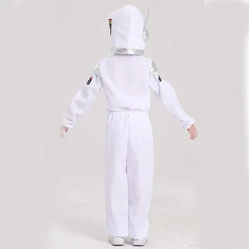 Vista 5 de BsoNgo Disfraz de astronauta para niños con casco de astronauta, traje espacial para Halloween y cosplay