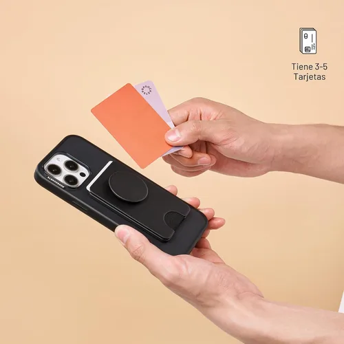 Vista 5 de Cartera para teléfono PopSockets con patada expandible, tarjetero para teléfono - Negro
