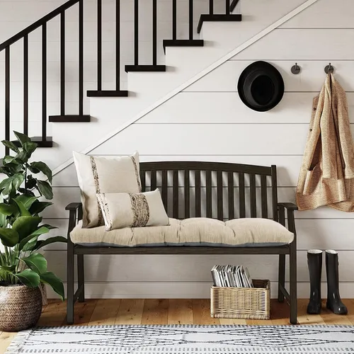 Vista 7 de baibu Almohadilla de banco clásica de 36 pulgadas de color sólido con lazos, almohada de banco rectangular súper suave para interiores y exteriores