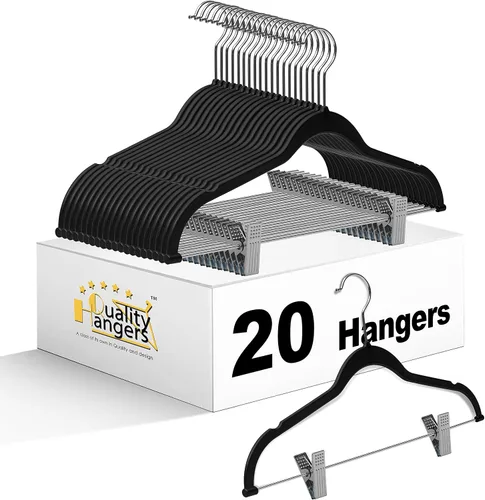 Vista 3 de Juego de 70 perchas de plástico de calidad, 50 perchas resistentes para adultos y 20 ganchos de clip para una organización versátil del armario