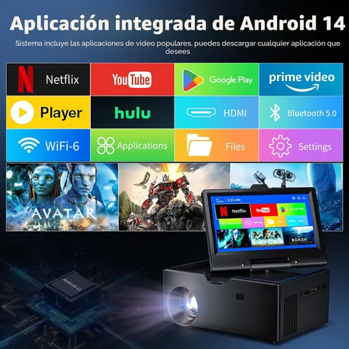 Vista 3 de Pequeño Smart TV, mini TV con pantalla táctil de 7 pulgadas, aplicaciones integradas, compatible con SD, WiFi, Bluetooth, USB, entrada HDMI, TV