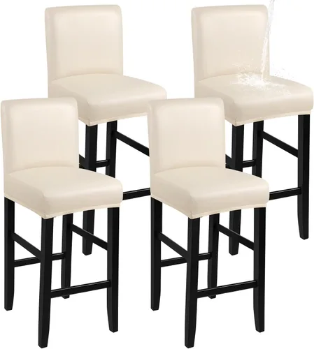 Vista 8 de YISUN - Fundas para taburete de bar, mezcla de forro polar elástico y poliéster, lavables y removibles, para taburete de bar y silla alta, con Beige