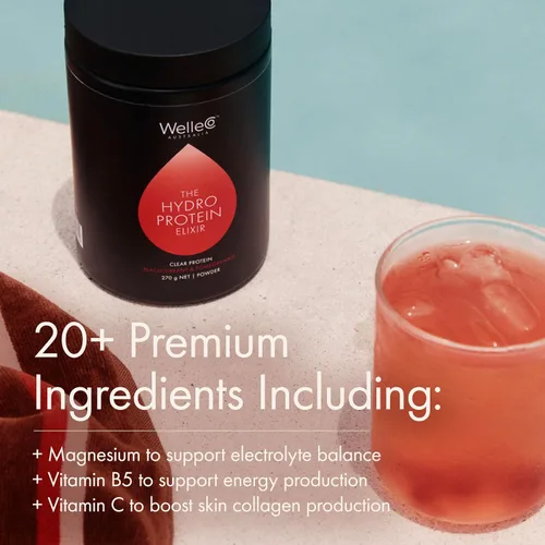 Vista 7 de WelleCo HydroProtein Elixir, polvo de electrolito de potasio con 0.55 onzas de proteína vegana para energía, cabello saludable, piel y uñas