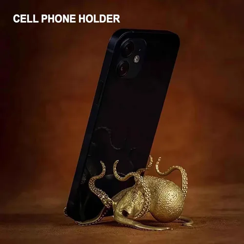Vista 4 de Soporte de pulpo para teléfono celular, soporte multifuncional de pulpo, soporte para teléfono, soporte para bolígrafo, estatua de pulpo, escultura