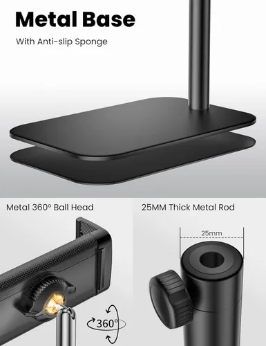Vista 7 de Soporte de piso para tableta, soporte de metal giratorio de 360 grados, soporte para iPad de altura y ángulo ajustables, soporte universal