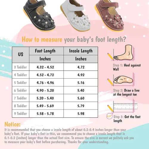 Vista 7 de Little Maes Boutique Mary Jane - Zapatos chirriantes para niñas pequeñas ideales para caminar con chirriador extraíble y correa ajustable zapatos