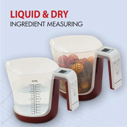 Vista 3 de Escala digital de taza de medición de cocina Báscula de alimentos de 4 tazas, taza lavable desmontable, tara, 5 modos, g/lb-oz/fl oz/taza