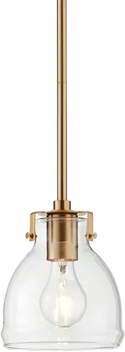 Vista 2 de Possini Euro Design Bellis - Mini iluminación colgante dorada suave de 6 pulgadas de ancho para casa de campo, industrial, rústico, transparente