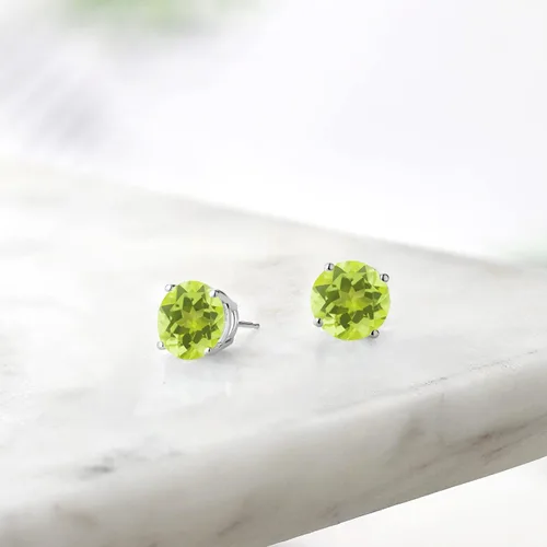 Vista 50 de Gem Stone King Aretes de plata de ley 925 con piedra natal redonda de 0.276 in para mujer