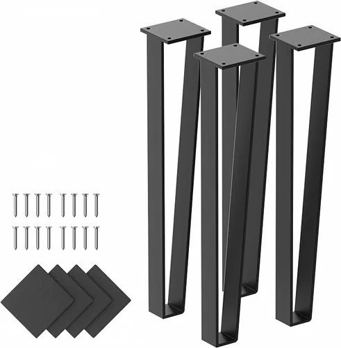Vista 9 de Orgerphy Juego de 4 patas de banco negras de 4 pulgadas Patas de mesa resistentes en forma de triángulo, patas para muebles Metal negro