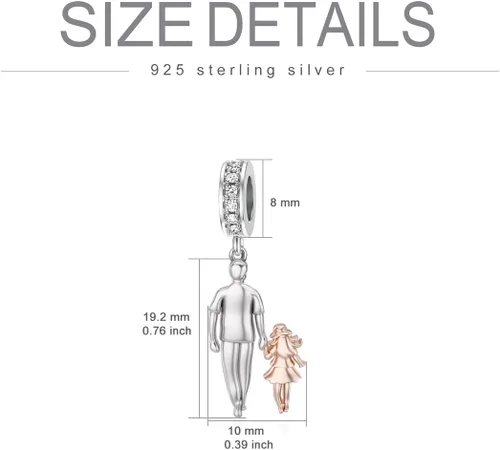 Vista 198 de PROESS Dije para padre, madre e hija, pulsera de plata de ley para pulseras, regalos de cumpleaños, día de San Valentín, para hija, madre, amante
