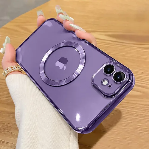 Vista 37 de Funda magnética transparente compatible con iPhone 11, lujosa funda MagSafe transparente a prueba de golpes con protector completo de lente