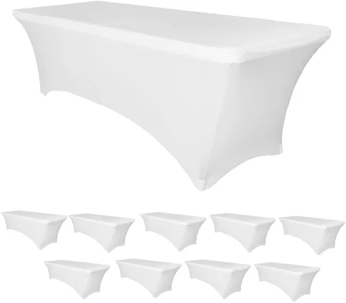 Vista 20 de Banquet Tables Pro Mantel rectangular plegable de elastano de 6 pies de largo, elástico, ajustado, para mesas de patio plegables de 30 pulgadas