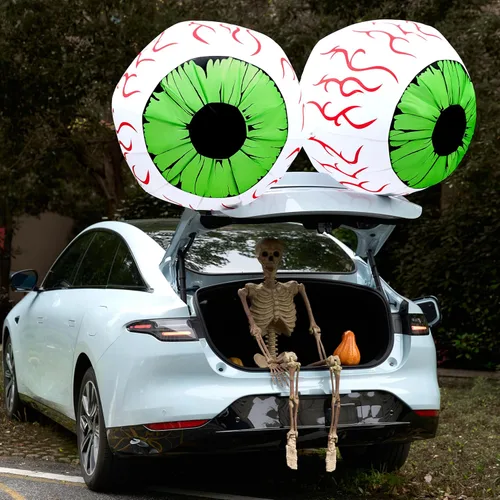Vista 7 de Joiedomi Paquete de 2 ojos inflables de Halloween de 3 pies, LED, decoración interior y exterior Inflado rápido y diseño resistente a la intemperie